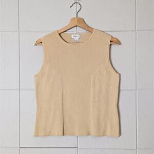 Vintage 90s y2k silk cotton ribbed minimalist tank top